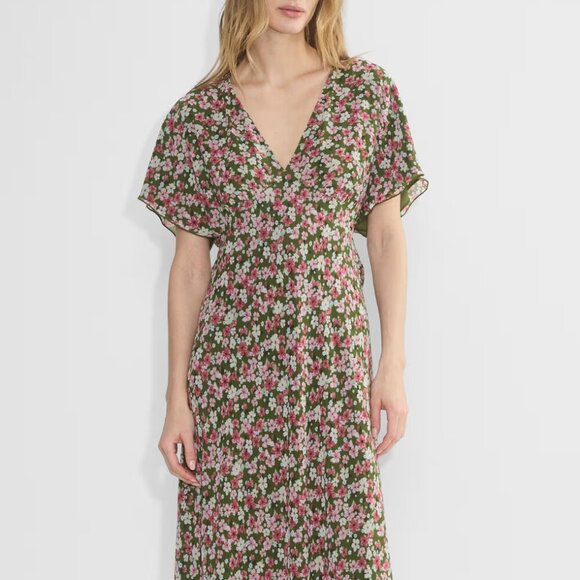Aritzia Dresses & Skirts - Aritzia Wilfred Terrace Dress Chiffon V Neck Dress Floral XS *Altered